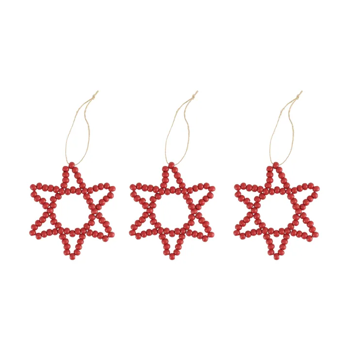 Zawieszka choinkowa gwiazda Craft, 3 szt. - Czerwony - Scandi Living