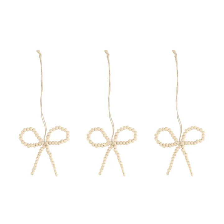 Zawieszka choinkowa kokarda Craft, 3 szt. - Naturalny - Scandi Living