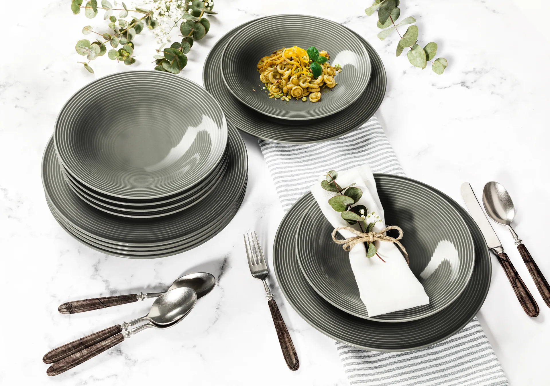 Beat zestaw zestaw obiadowy 12 części, Perłowy szary Seltmann Weiden