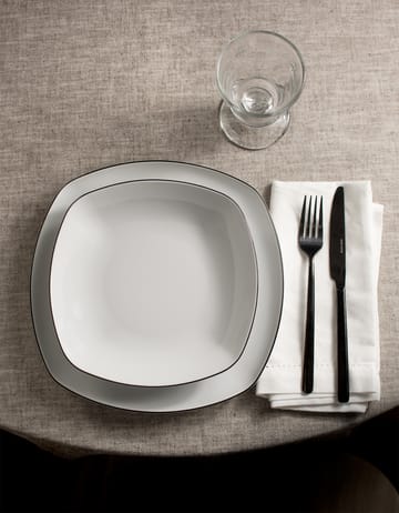 Lido black line zestaw obiadowy kwadratowy 12 części - Biały z czarną lamówką - Seltmann Weiden