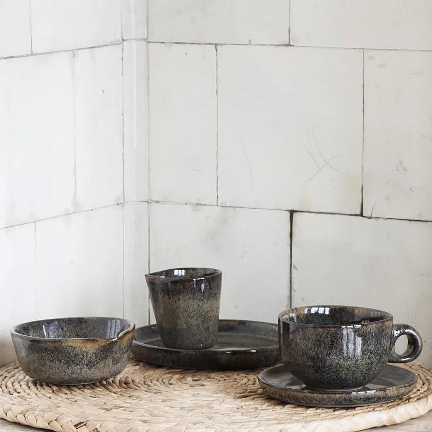 Filiżanka do cappuccino Surface ze spodkiem 23 cl, Indi grey Serax