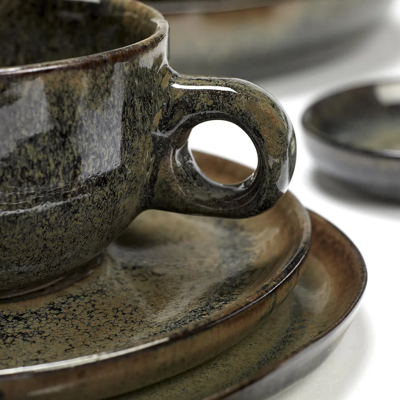 Filiżanka do kawy Surface ze spodkiem 13 cl, Indi grey Serax