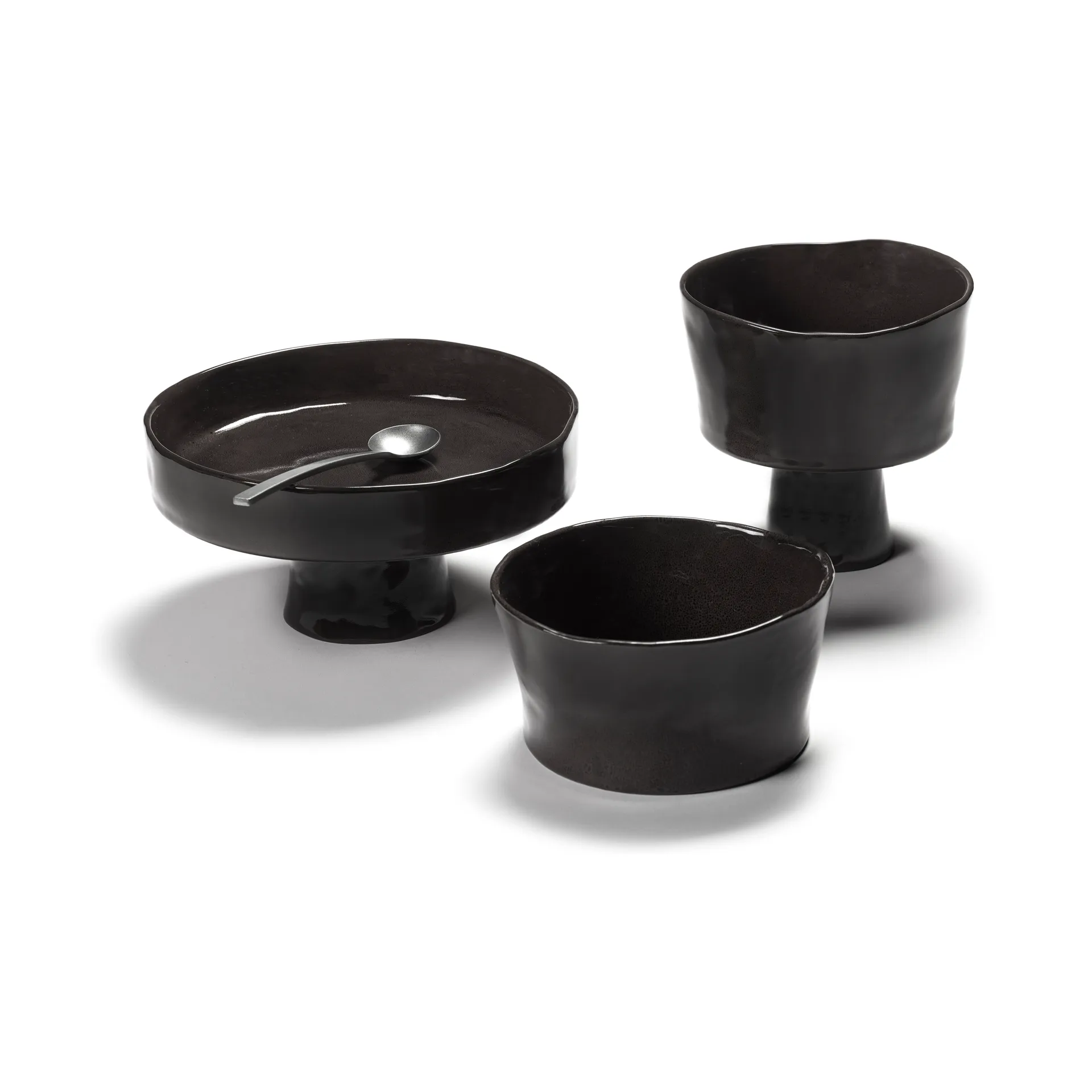 La Mère głęboka podstawka na stopie L Ø25 cm, Ebony Serax