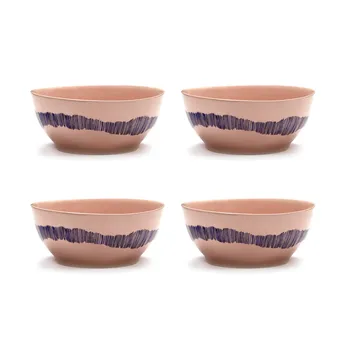 Miska Ottolenghi Feast S Ø15 cm 4-pak - Pink stripes blue - Serax