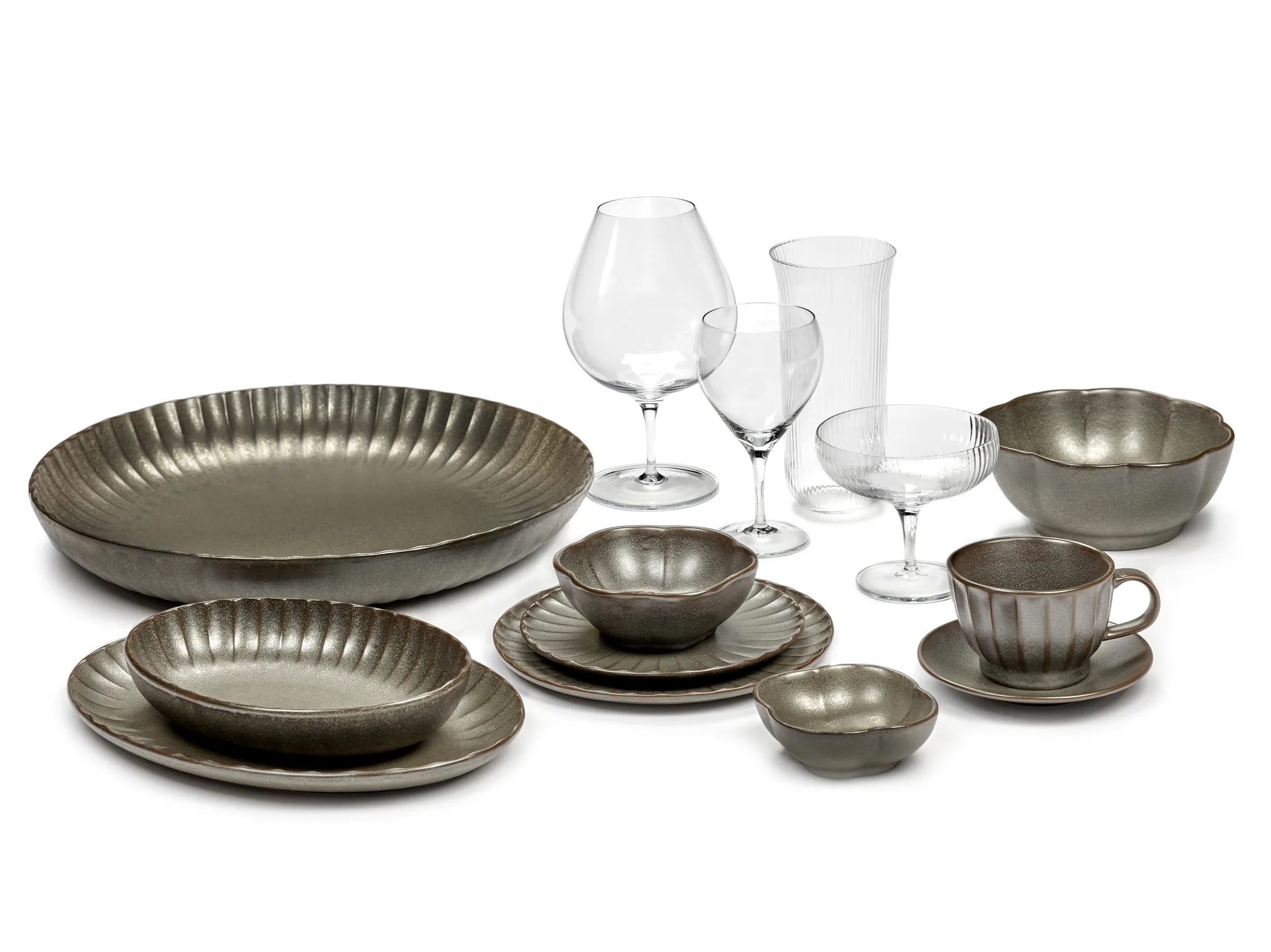 Miska ryflowana Inku L Ø13 cm, Green Serax