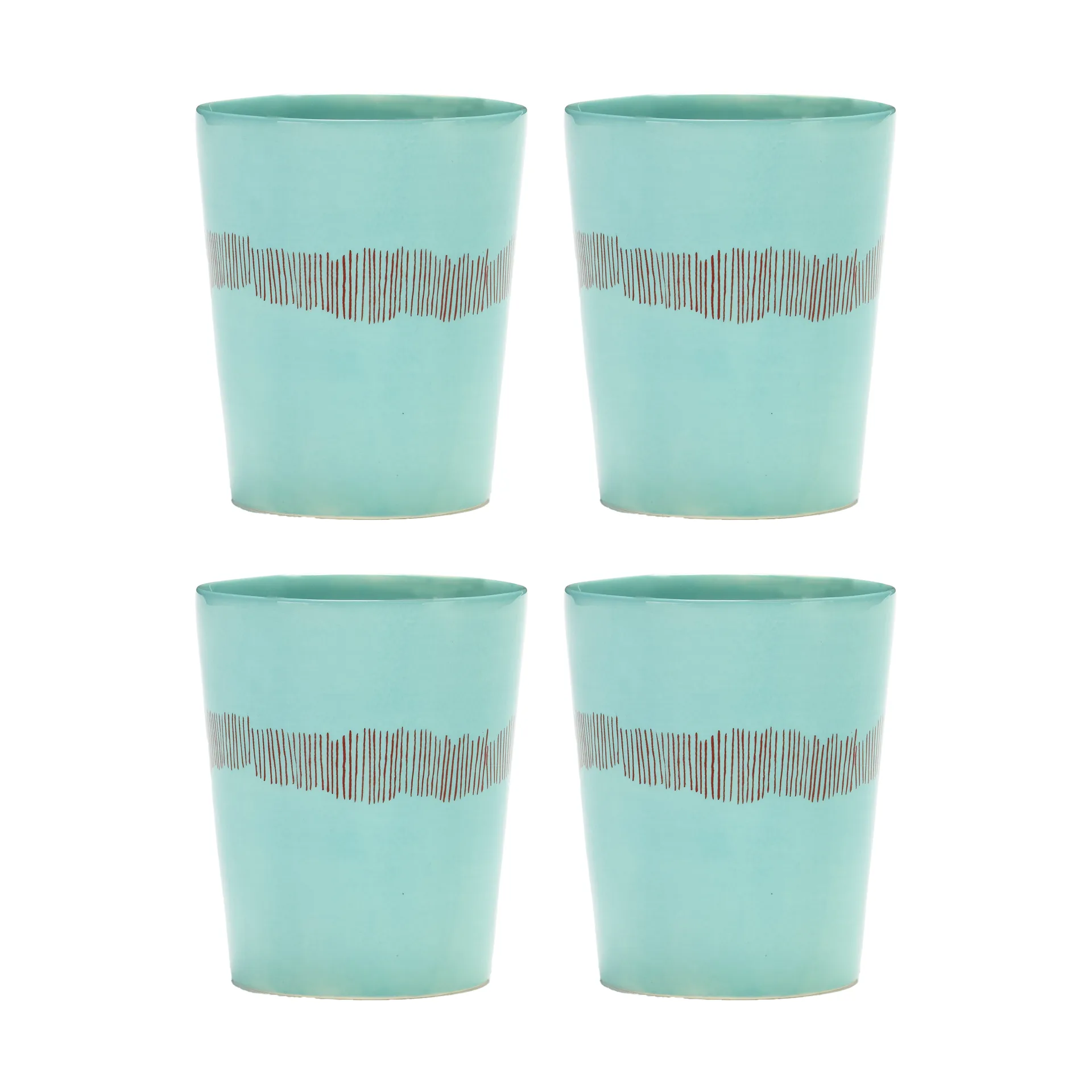 Ottolenghi Feast filiżanka do herbaty 330 ml, 4‑pak, Azure stripes-red Serax