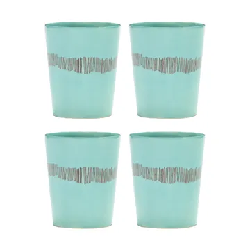Ottolenghi Feast filiżanka do herbaty 330 ml, 4‑pak - Azure stripes-red - Serax