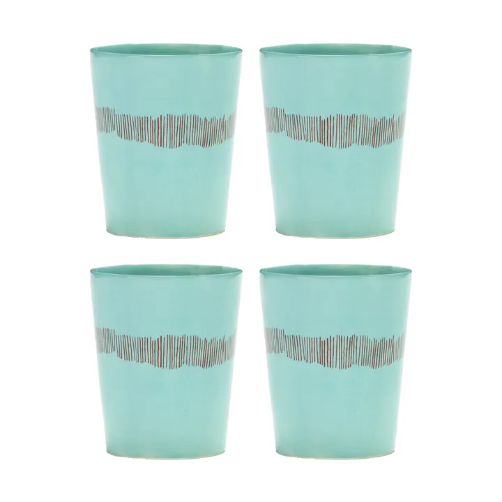Ottolenghi Feast filiżanka do herbaty 330 ml, 4‑pak - Azure stripes-red - Serax