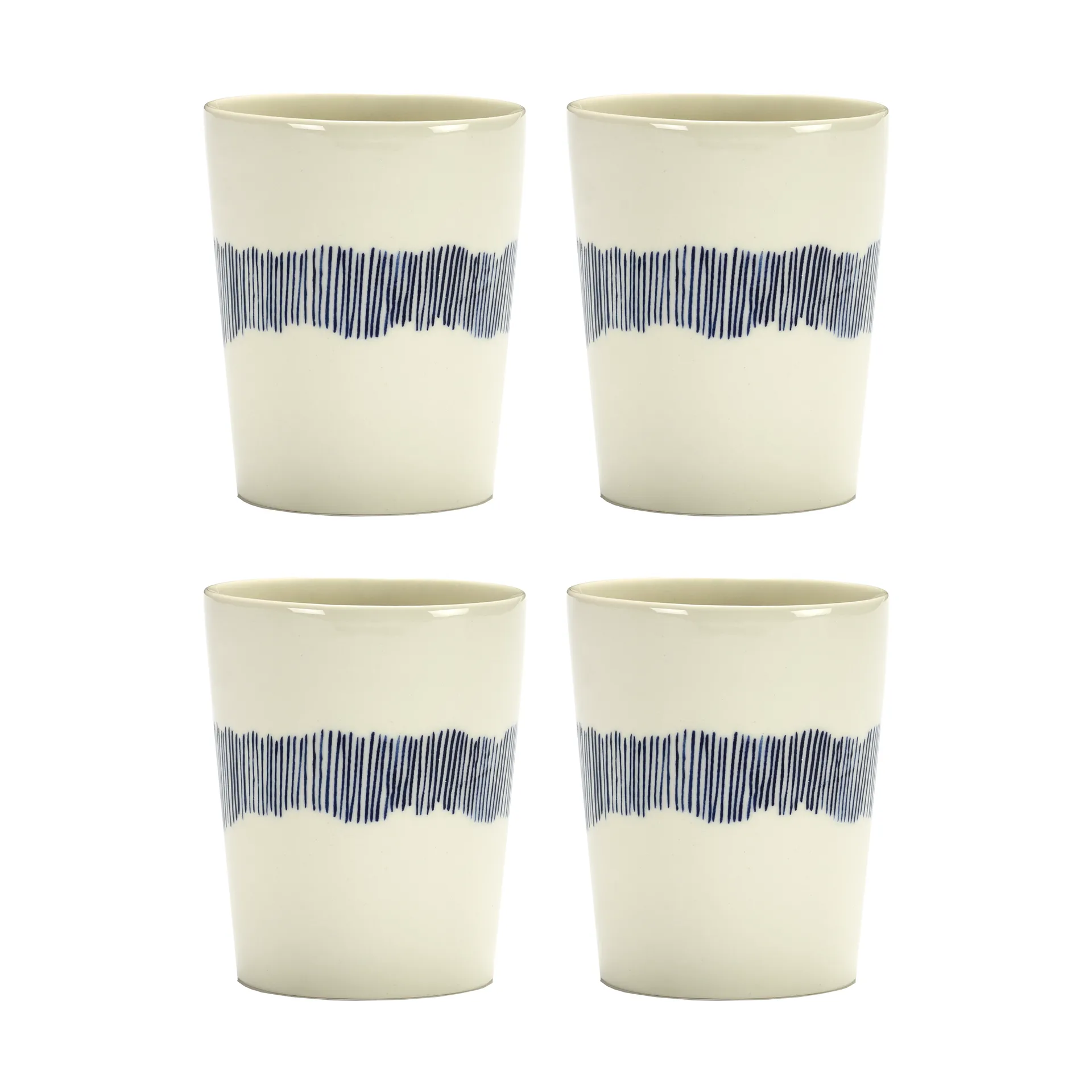 Ottolenghi Feast filiżanka do herbaty 330 ml, 4‑pak, White stripes-blue Serax