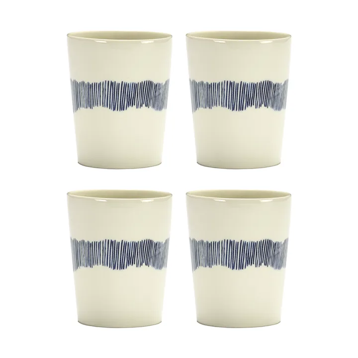 Ottolenghi Feast filiżanka do herbaty 330 ml, 4‑pak - White stripes-blue - Serax