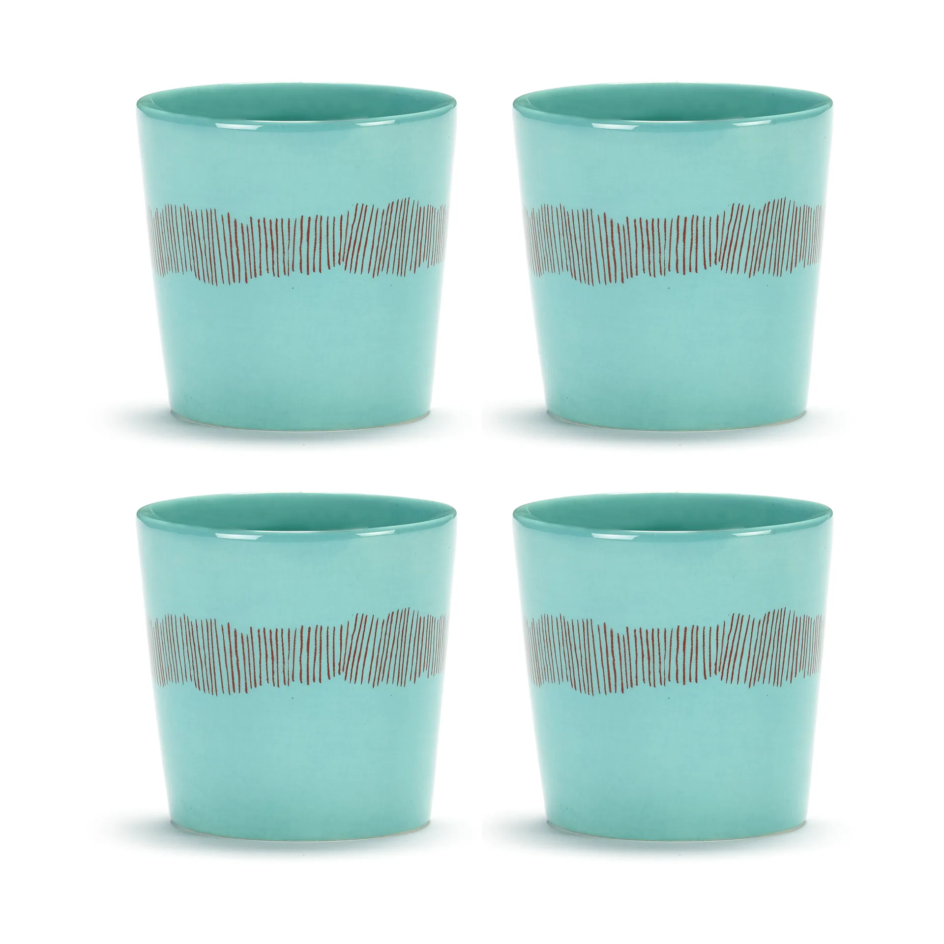 Ottolenghi Feast kubek do kawy 250 ml, zestaw 4 sztuk, Azure stripes-red Serax