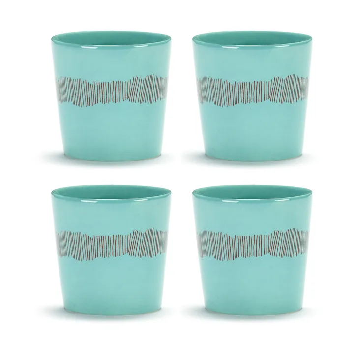 Ottolenghi Feast kubek do kawy 250 ml, zestaw 4 sztuk - Azure stripes-red - Serax