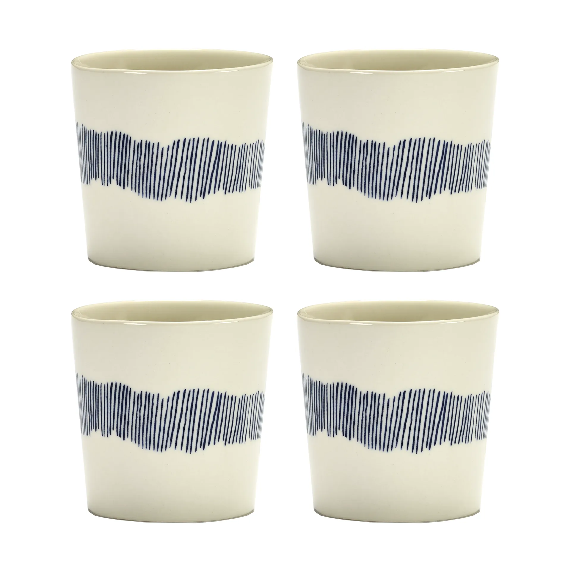Ottolenghi Feast kubek do kawy 250 ml, zestaw 4 sztuk, White stripes-blue Serax