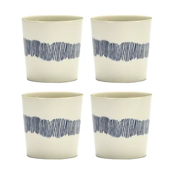 Ottolenghi Feast kubek do kawy 250 ml, zestaw 4 sztuk - White stripes-blue - Serax