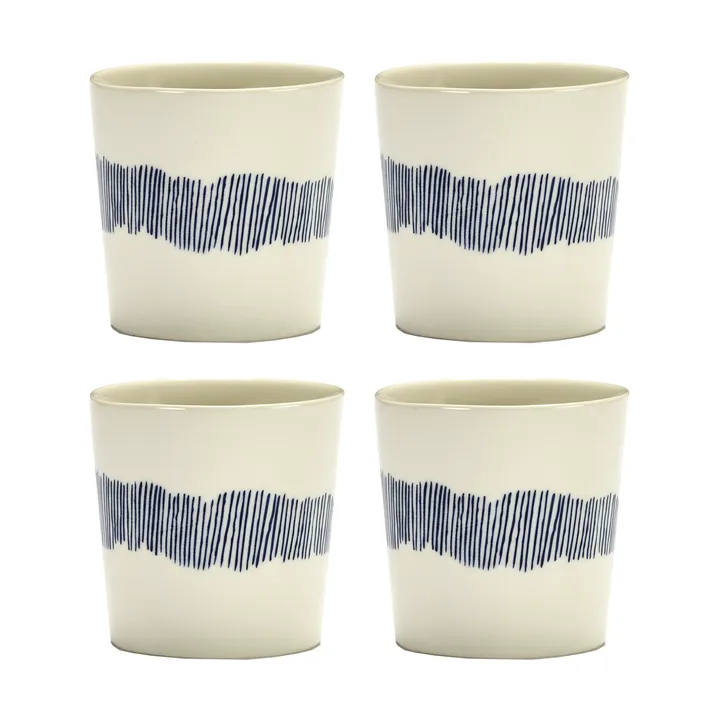 Ottolenghi Feast kubek do kawy 250 ml, zestaw 4 sztuk - White stripes-blue - Serax