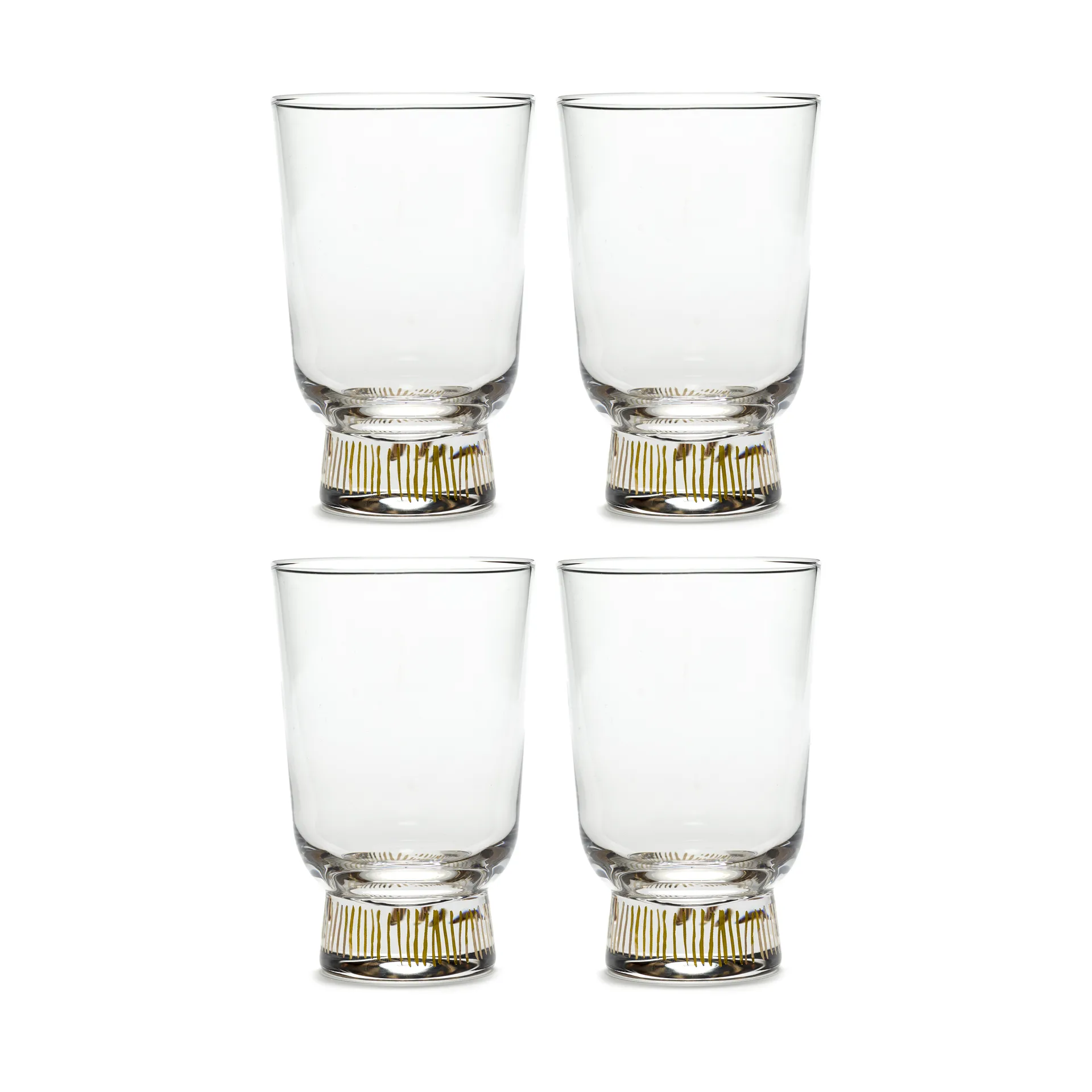 Ottolenghi Feast szklanki do napojów 330 ml, 4‑pak, Stripes gold Serax