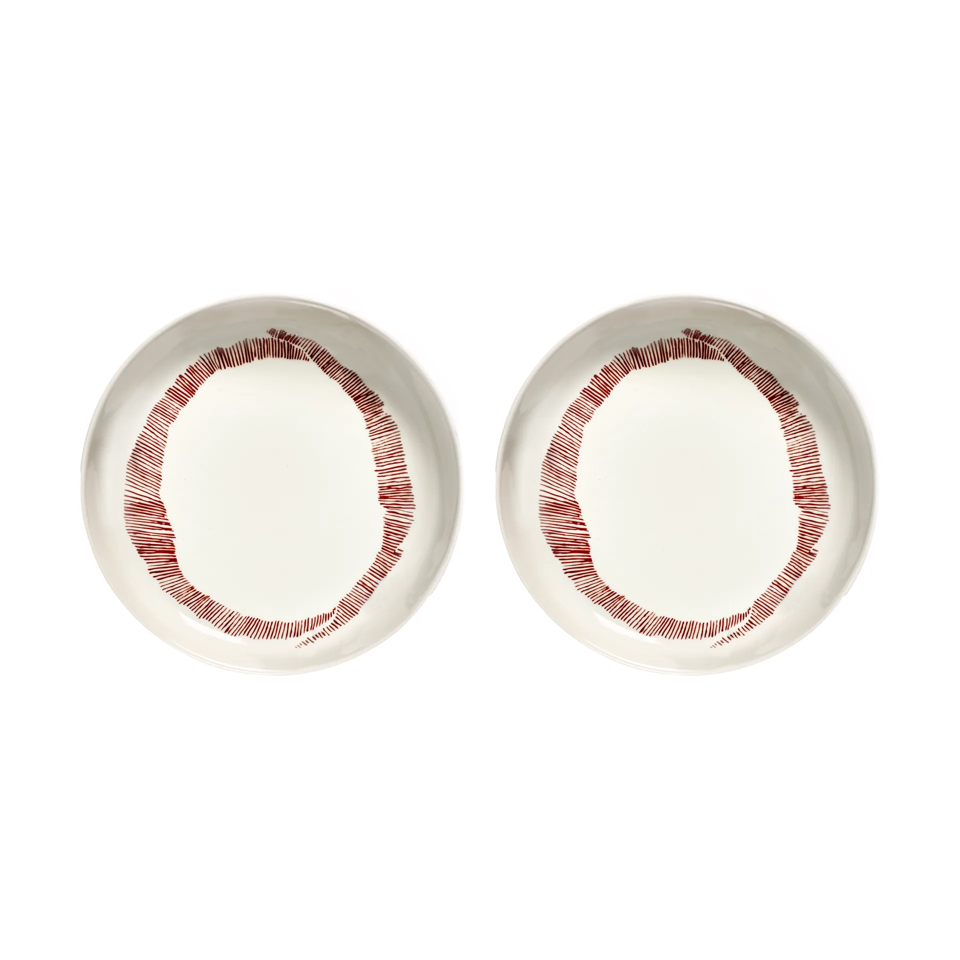 Ottolenghi Feast talerz głęboki Ø22 cm 2-pak, White stripes-red Serax