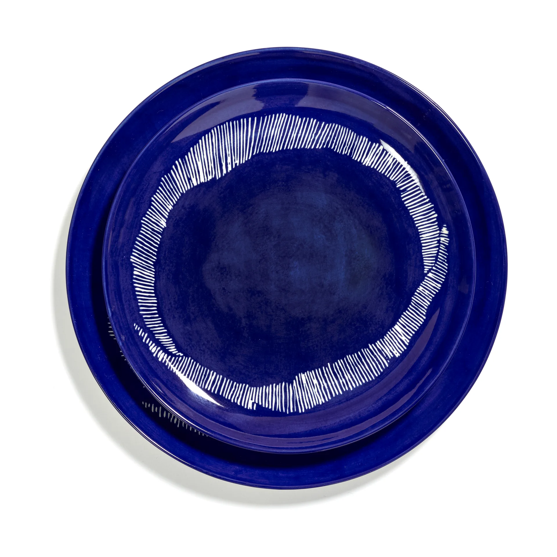 Ottolenghi Feast talerz M Ø22,5 cm 2-pak, Dark blue stripes-white Serax