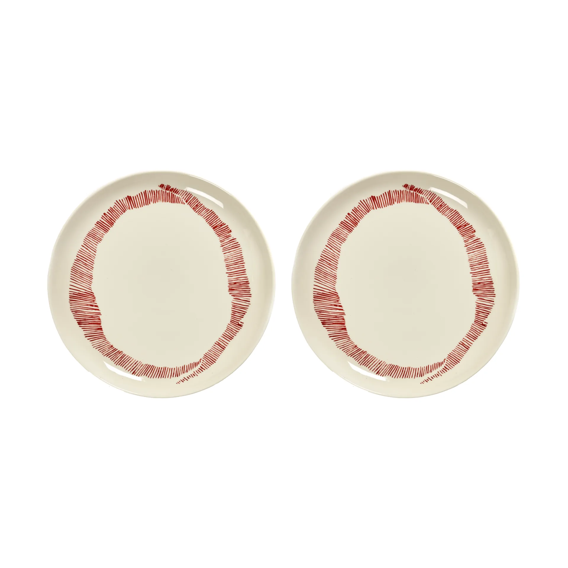 Ottolenghi Feast talerz M Ø22,5 cm 2-pak, White stripes-red Serax