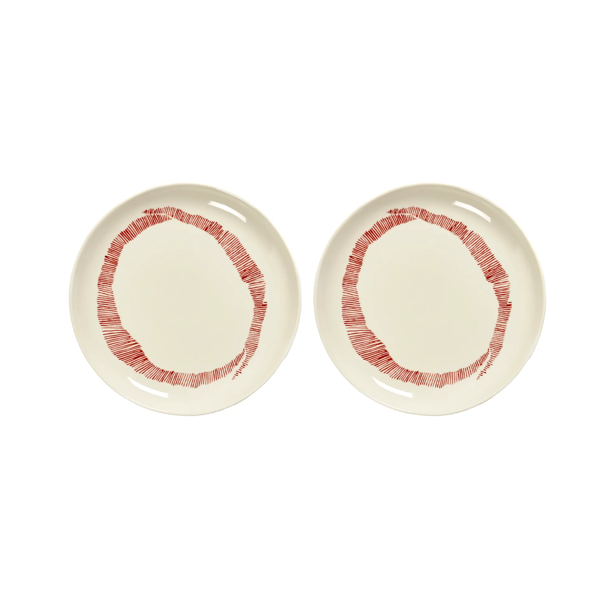 Ottolenghi Feast talerz S Ø19 cm 2-pak, White stripes-red Serax
