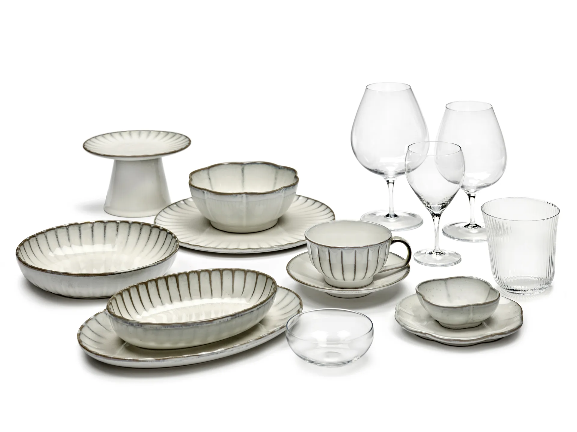 Talerz ryflowany Inku M Ø13,9 cm, White Serax