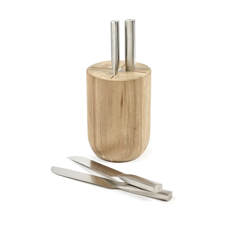 Zestaw noży bazowych z blokiem na 5 części, Wood-steel grey Serax