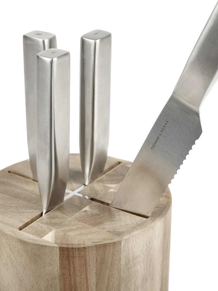 Zestaw noży bazowych z blokiem na 5 części, Wood-steel grey Serax