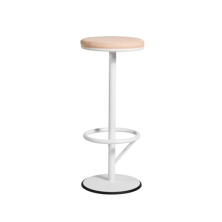 Orbit wysoki stołek barowy - biały matowy lakier, jasnobrązowa skóra - SMD Design