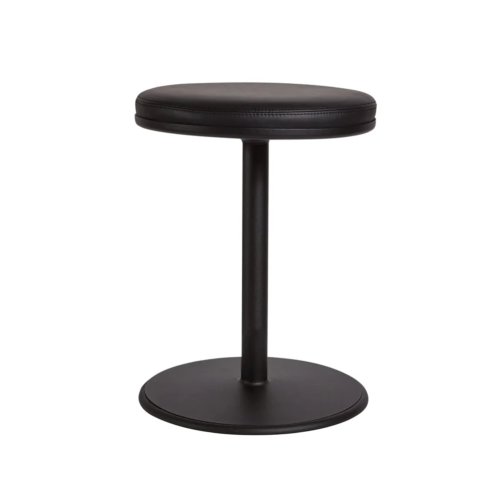 Taboret okrągły Orbit, Czarna, czarna skóra, Ø36x54 cm SMD Design
