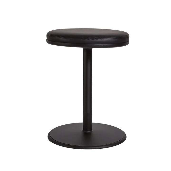 Taboret okrągły Orbit - Czarna, czarna skóra, Ø36x54 cm - SMD Design