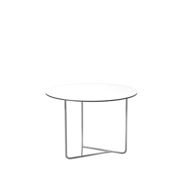 Tellus stolik kawowy - biały, chromowany stojak, h44 d64 - SMD Design