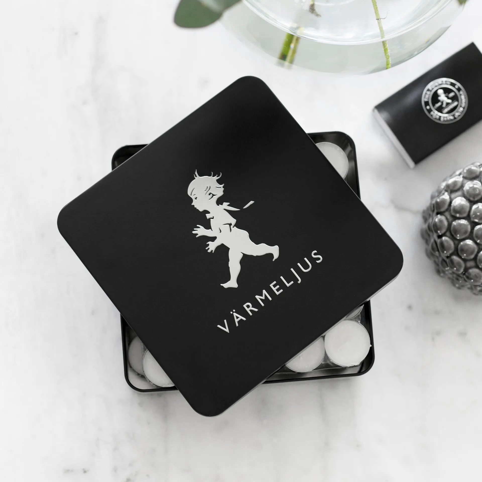 Pudełko na tealighty Solstickan 21x21 cm, Czarny matowy Solstickan Design