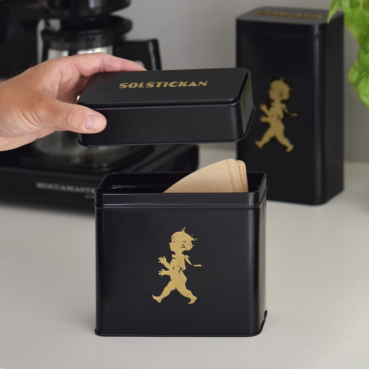 Puszka na filtry do kawy Solstickan 15,4x17 cm, Czarny-złoty Solstickan Design