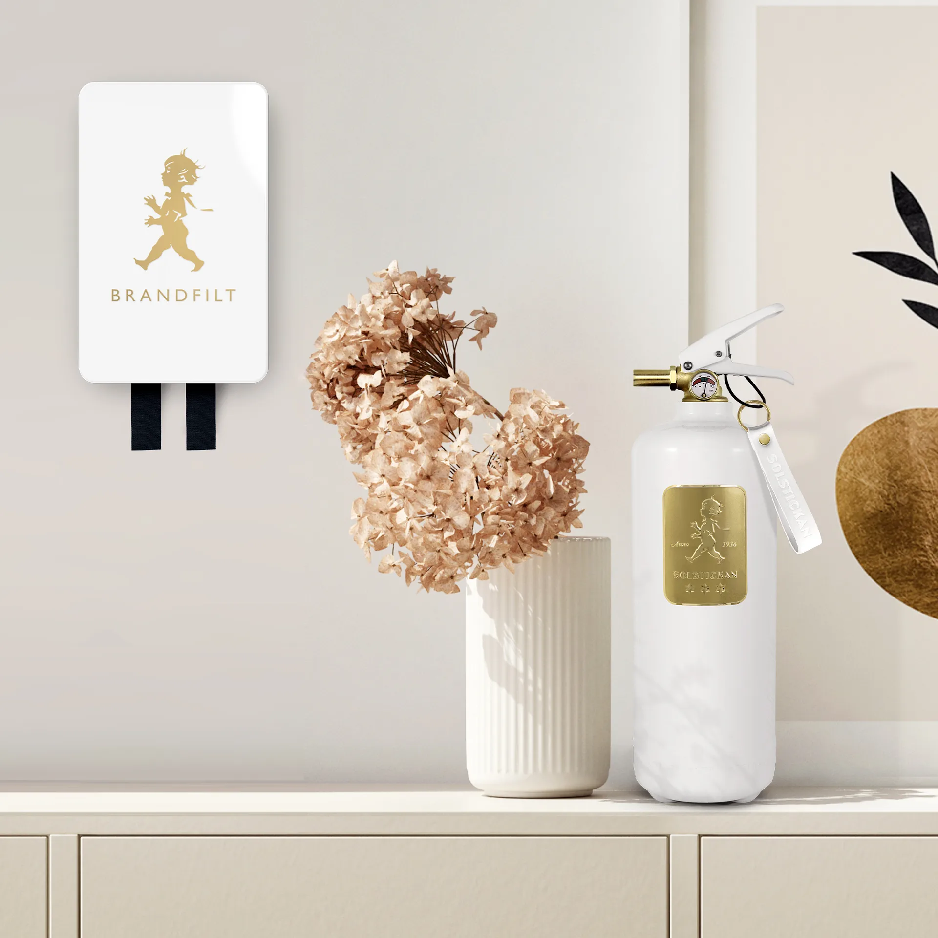 Solstickan koc gaśniczy 16x2,7x25 cm, Biały-złoty Solstickan Design