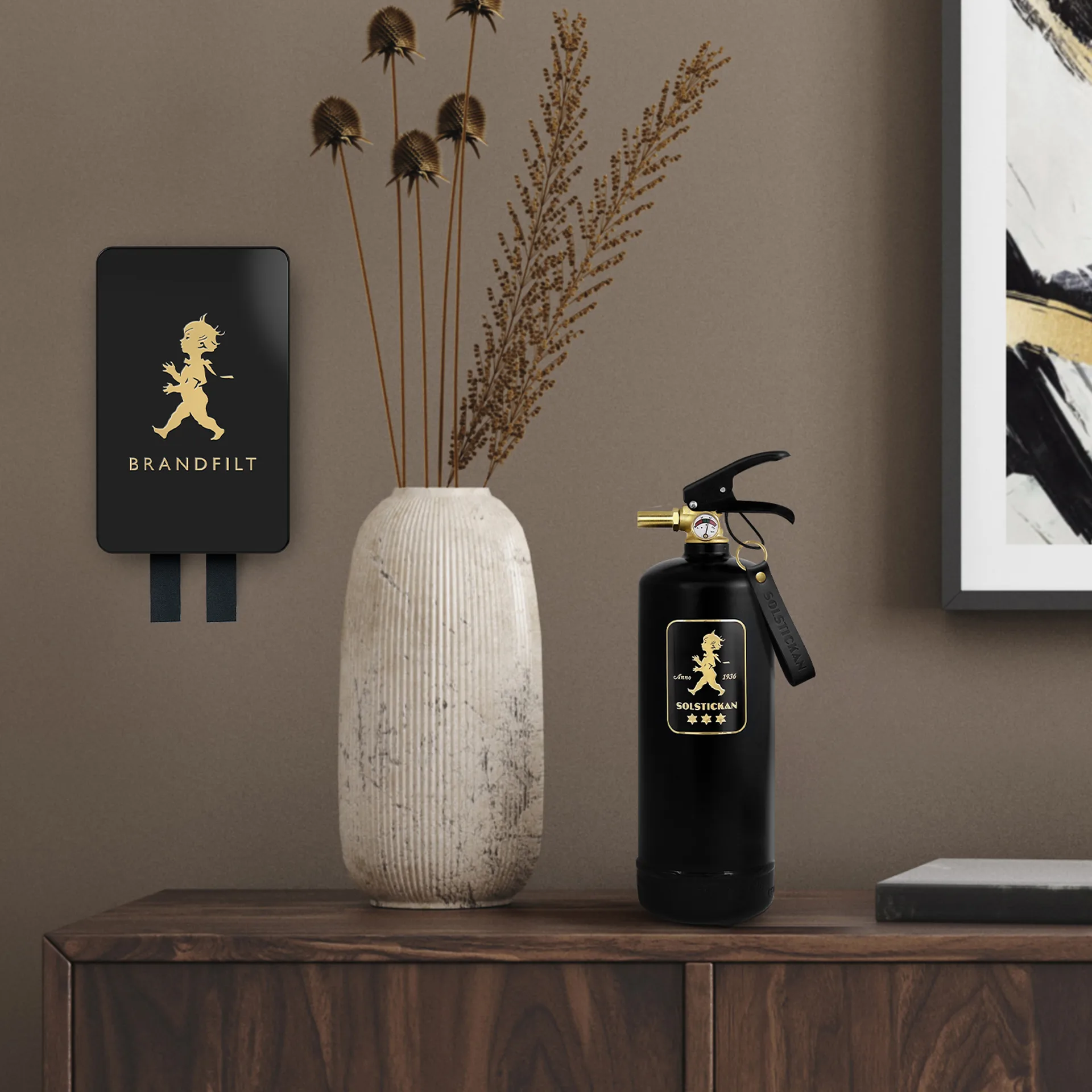 Solstickan koc gaśniczy 16x2,7x25 cm, Czarny-złoty Solstickan Design