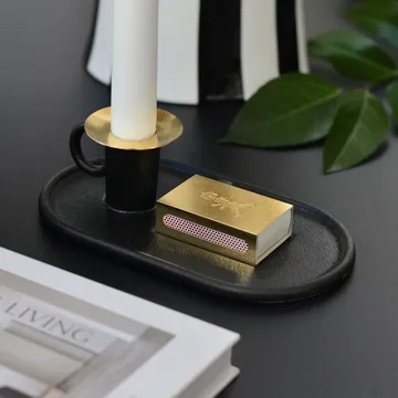 Świecznik kominkowy z etui na zapałki - Czarny - Solstickan Design