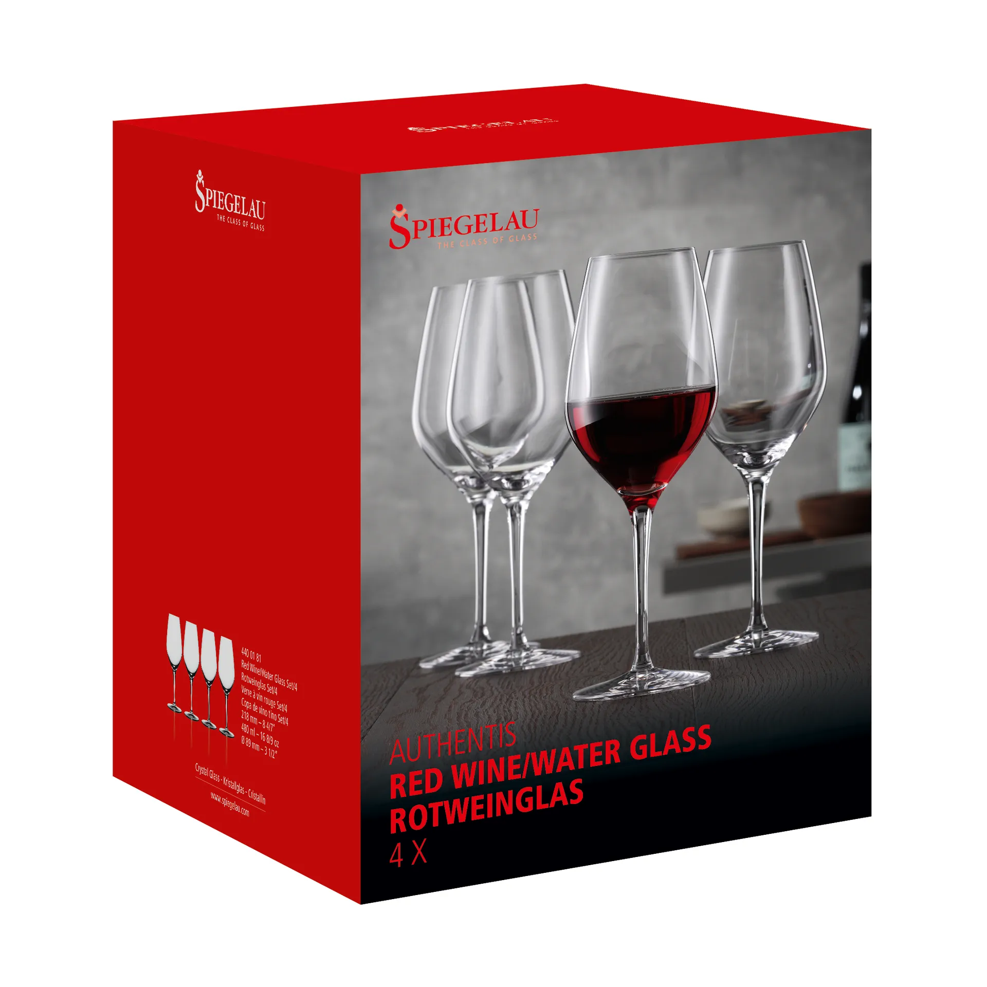 Authentis kieliszki do czerwonego wina 480 ml, 4‑pak, przezroczysty Spiegelau