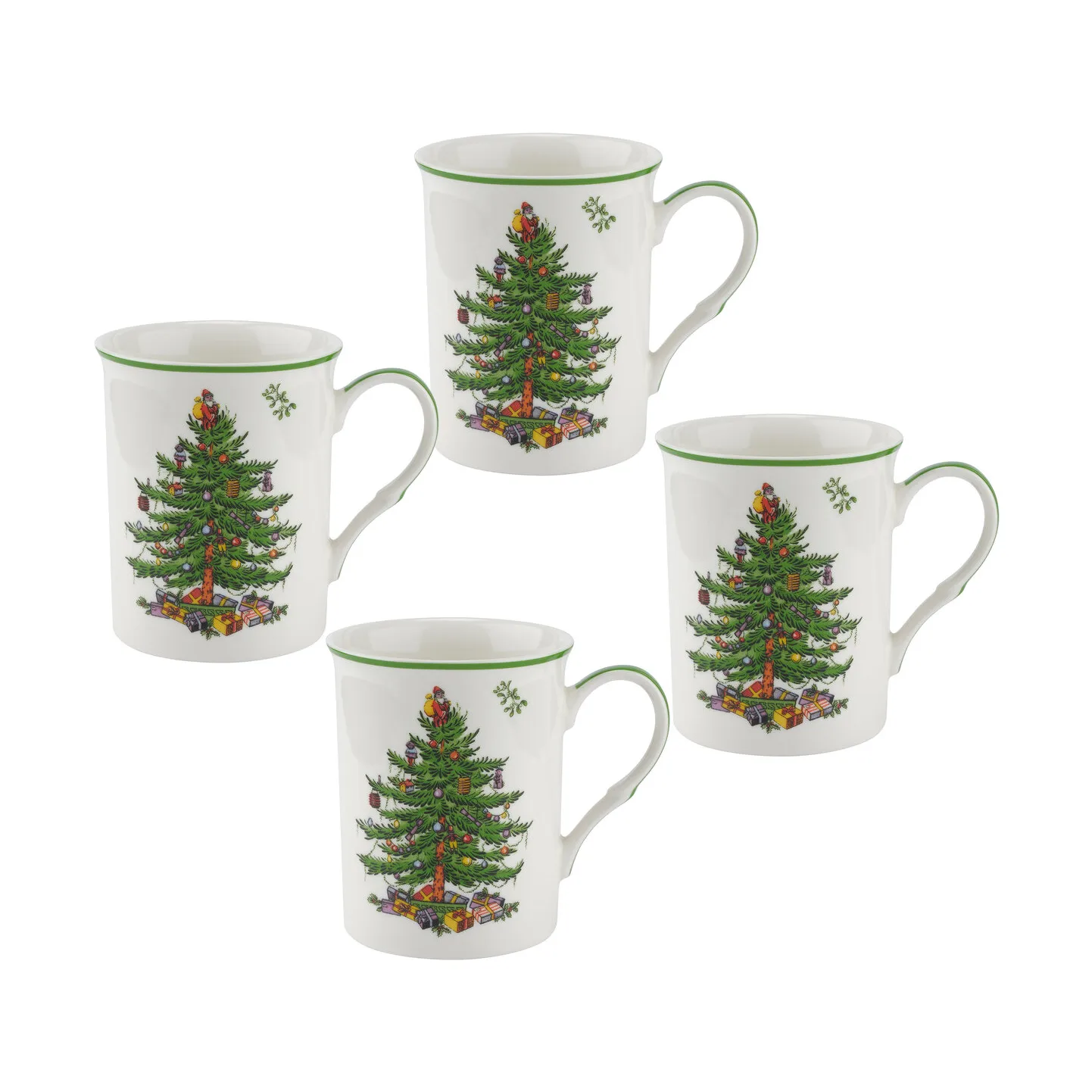 Christmas Tree kubek 340 ml, zestaw 4 szt., White-green-red Spode