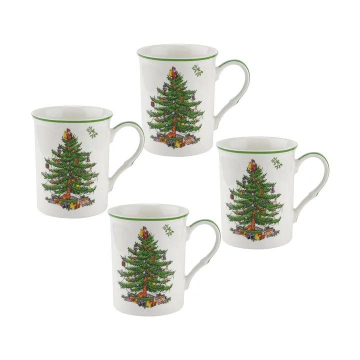 Christmas Tree kubek 340 ml, zestaw 4 szt. - White-green-red - Spode