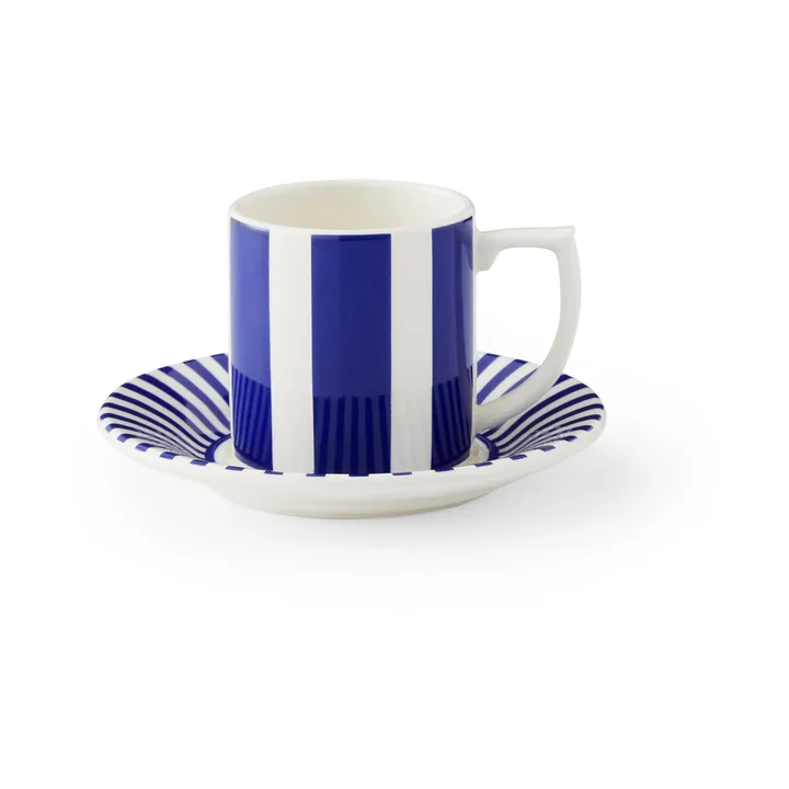 Steccato filiżanka do espresso 80 ml z talerzykiem Ø11 cm - Niebiesko-biały - Spode