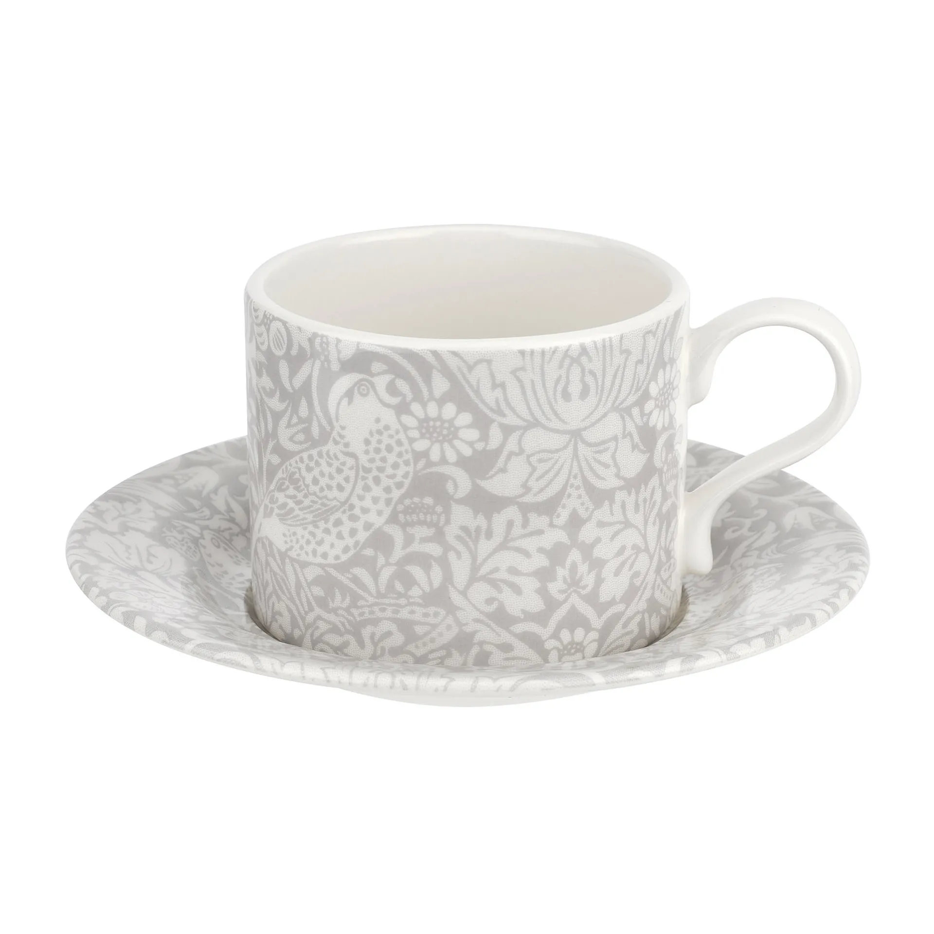 Strawberry Thief filiżanka ze spodkiem 280 ml, Grey Spode