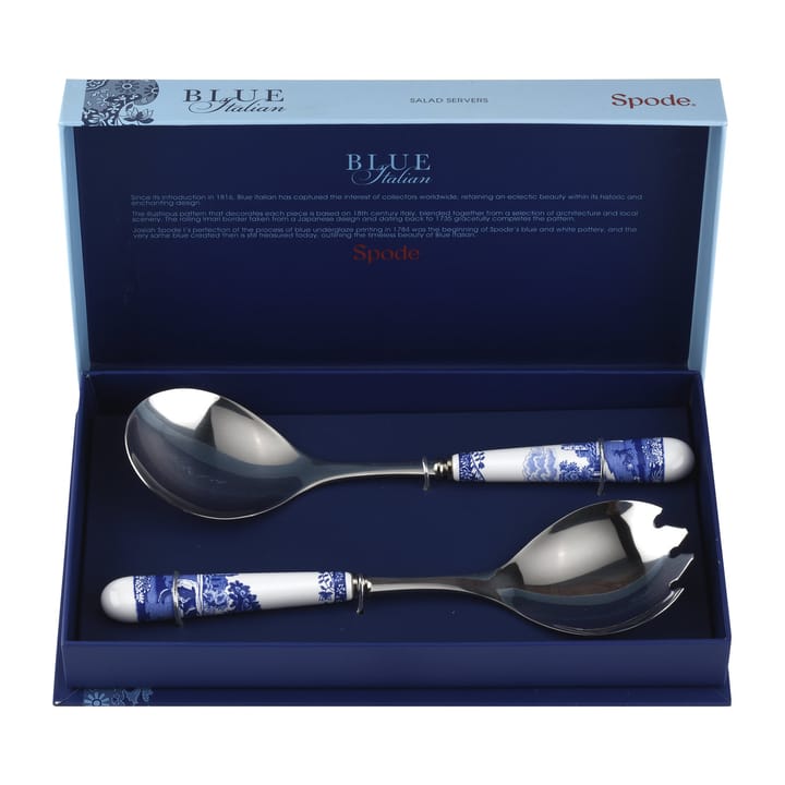 Sztućce do sałatek Blue Italian, 2 elementy, Ceramika-stal nierdzewna Spode