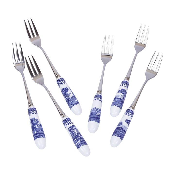 Widelec do deserów Blue Italian 6-pak, Ceramika-stal nierdzewna Spode