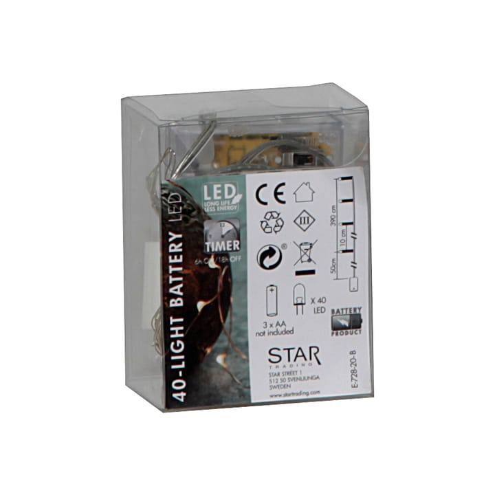 Dew Drop lampki LED bateria , 4 m, srebrny drut Star Trading