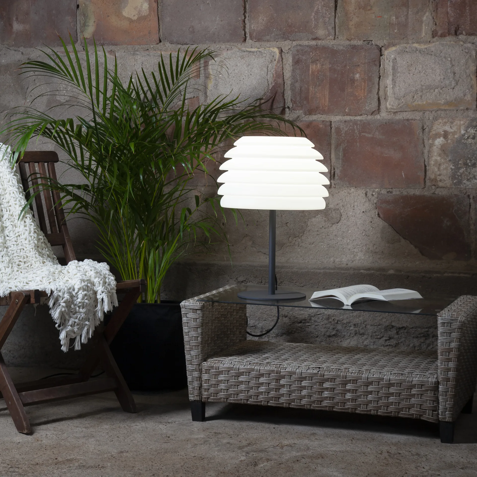 Lampa stołowa GardenLight, Czarnobiały Star Trading