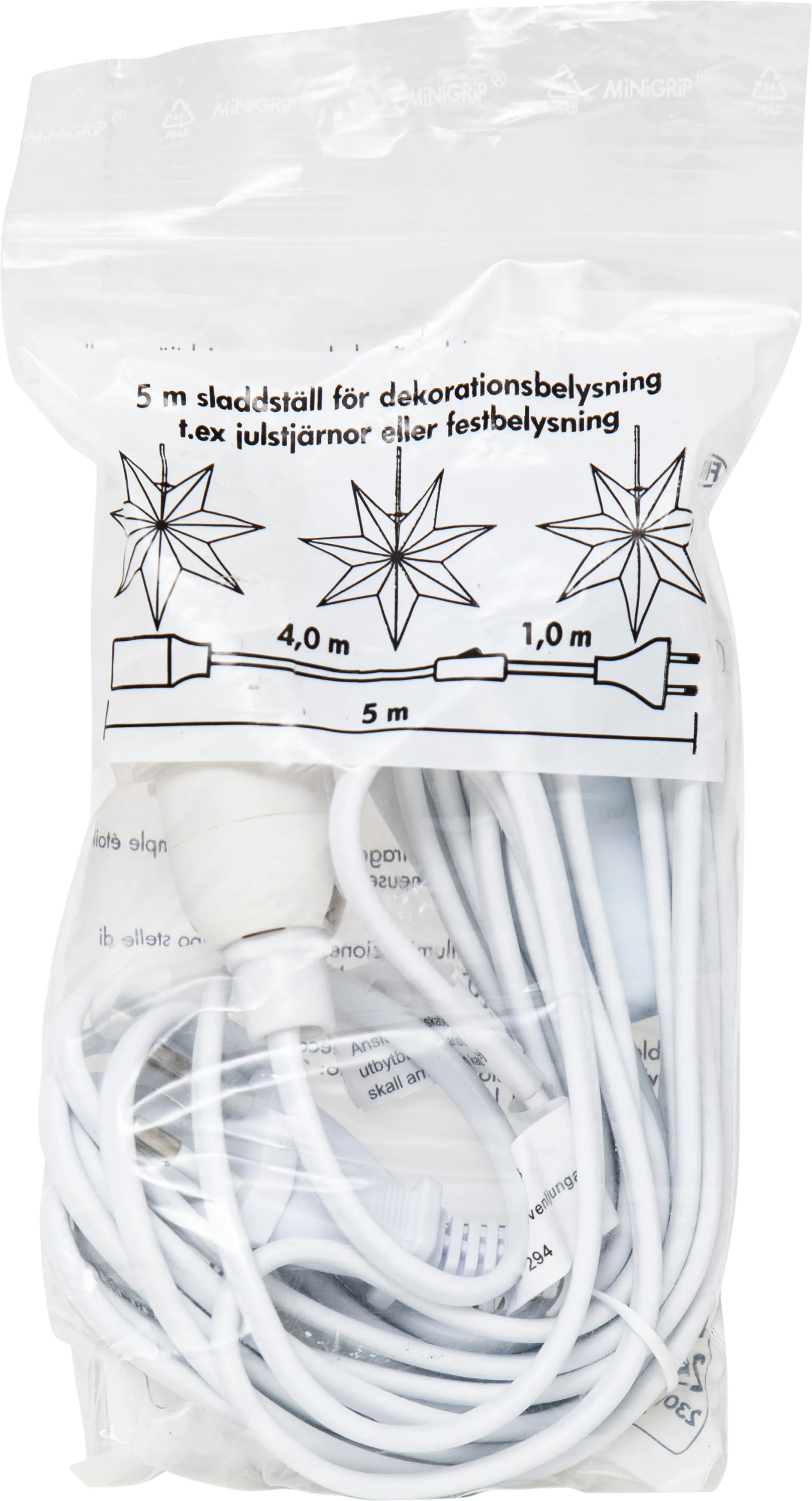 Przewód lampy E14 5m z wyłącznikiem zasilania, Biały Star Trading