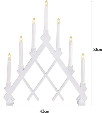 Rut 7 świecznik drewniany 43 cm - Biały - Star Trading