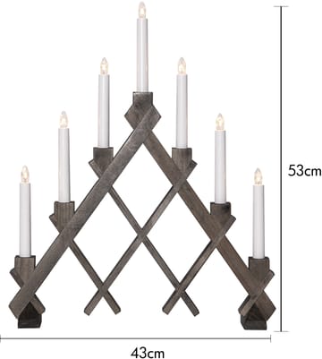 Rut 7 świecznik drewniany 43 cm - Brązowy - Star Trading