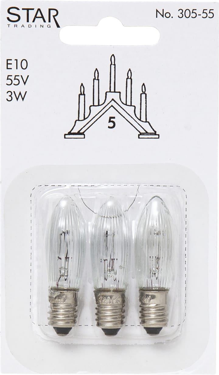 Star Trading zapasowa żarówka E10 3 szt - 305-55 (5-ramienny świecznik) - Star Trading