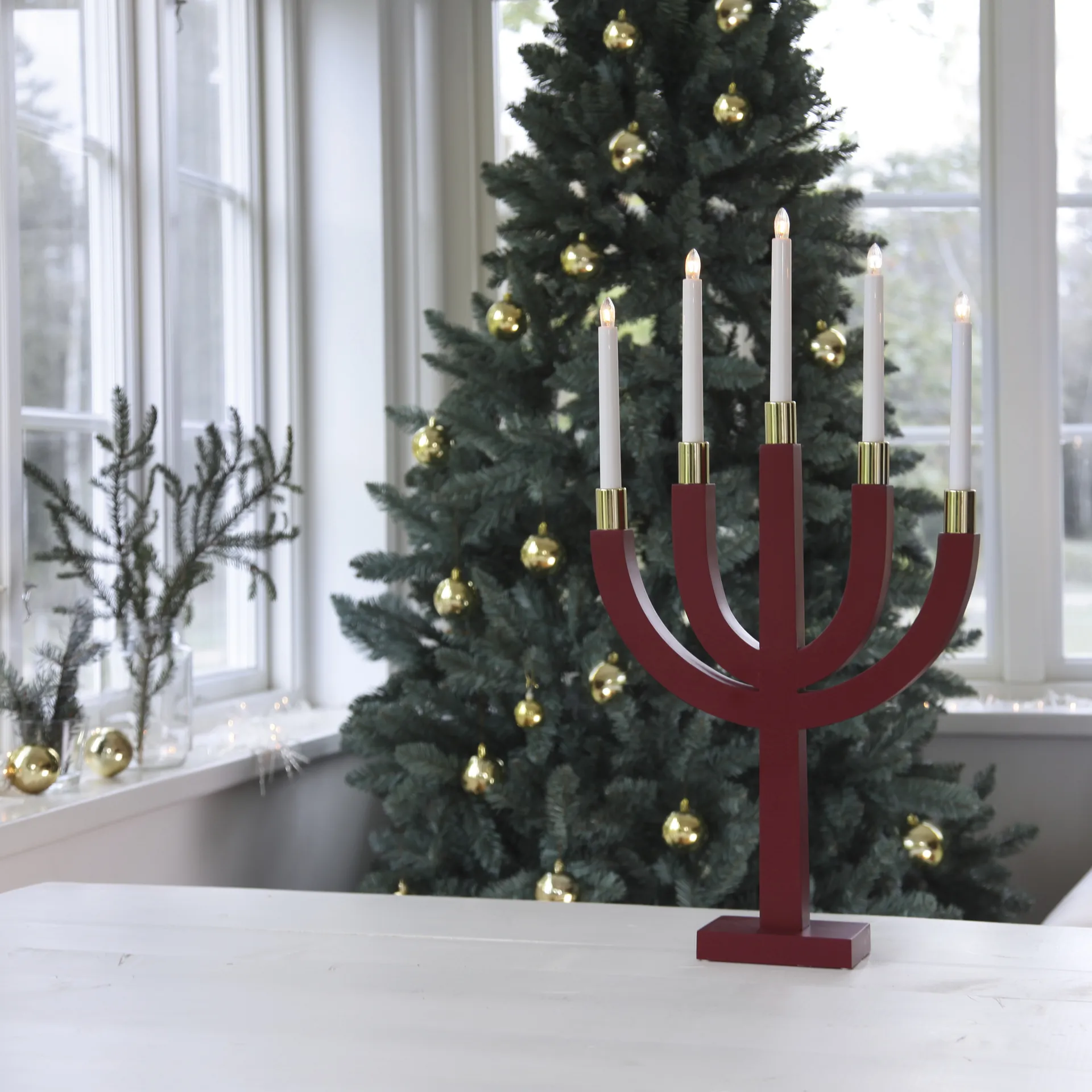 Świecznik adwentowy Elias, czerwony Star Trading